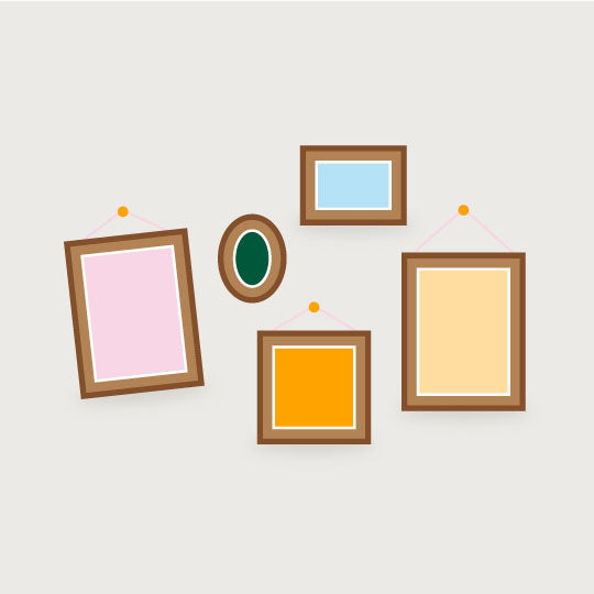 a collection of different colourful frames sizes